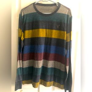 America Eagle Outfitters Mens Long Sleeve Tee Multi Colored Striped